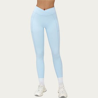 Women's High Waist Crossover Workout Leggings Stretch Athletic Yoga Pants with Side Pocket