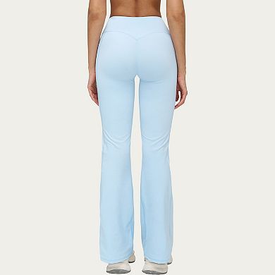 Women's High Waist Crossover Flare Yoga Pants Stretch Bootcut Workout Leggings with Side Pocket