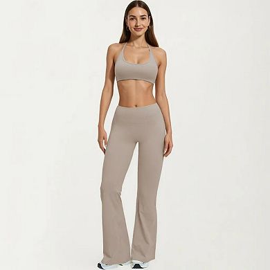 Women's High Waist Flare Yoga Pants Stretch Bootcut Workout Leggings for Training Running Lounge