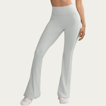 Women's High Waist Flare Yoga Pants with Contrast Side Stripe Stretch Fit Athletic Workout Leggings