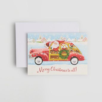 Punch Studio 16-Count Santa's Roadster Holiday Boxed Cards