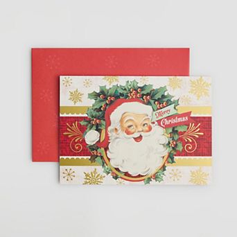 Punch Studio 18-Count Santa Wreath Holiday Boxed Cards