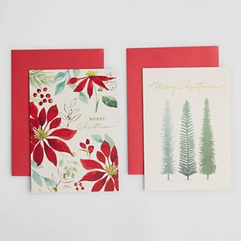 Punch Studio Watercolor Christmas Boxed Cards 12-Pack