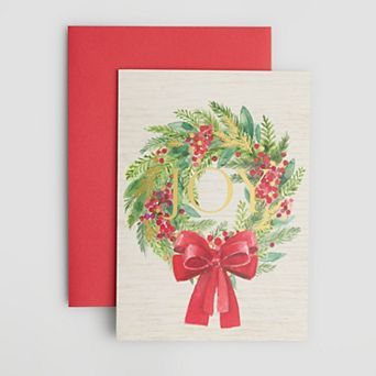 Punch Studio Joy Wreath Holiday Boxed Cards 12-Pack