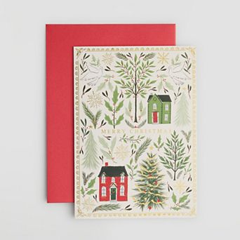 Punch Studio Folk Village Holiday Boxed Cards 12-Pack