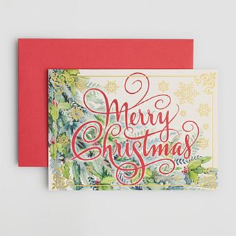 Punch Studio Merry Christmas Boxed Holiday Cards 12-Pack