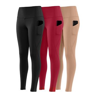 Women’s High Waist 3-Pack Leggings with Pockets, Moisture-Wicking Yoga Pants for Everyday Wear