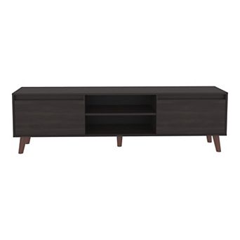 Polaris TV Stand with Open Shelves, Two Storage Shelves For Media Storage.