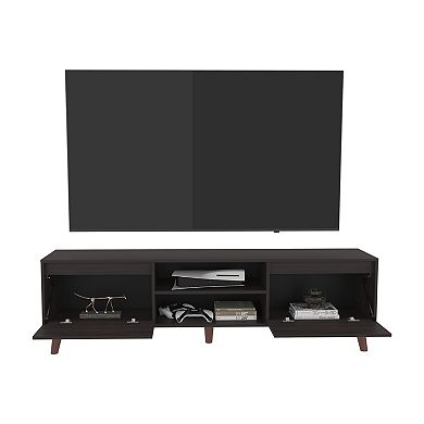 Polaris TV Stand with Open Shelves, Two Storage Shelves For Media Storage.