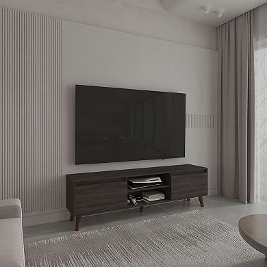 Polaris TV Stand with Open Shelves, Two Storage Shelves For Media Storage.