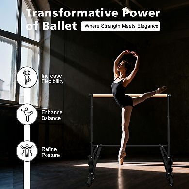 KWPZQEB 3.5FT Adjustable Range Solid Wood Ballet Barre
