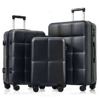 KWPZQEB ABS Hard Shell Spinner Carry-on Luggage with Cup Holder, Set of 3