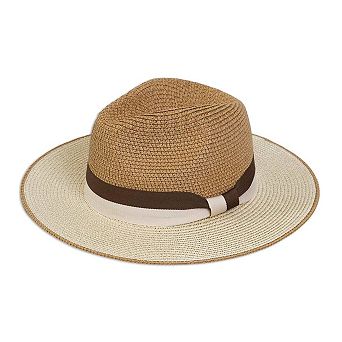 Max Studio Contrast Ribbon Straw Panama Hat