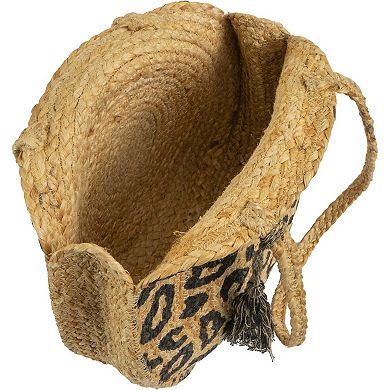 Magid Leopard Print Straw Jute Circle Tote