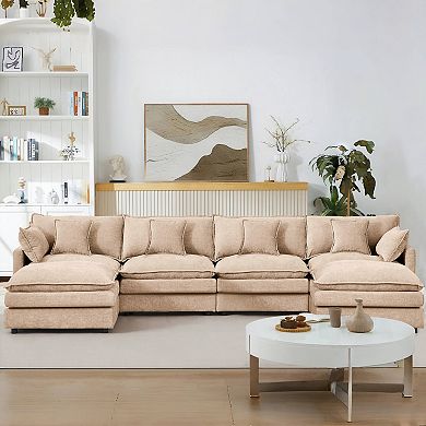 KWPZQEB 130.71" U-Shaped 4 Seat Modular Sectional Sofa for Living Room