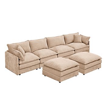 KWPZQEB 130.71" U-Shaped 4 Seat Modular Sectional Sofa for Living Room