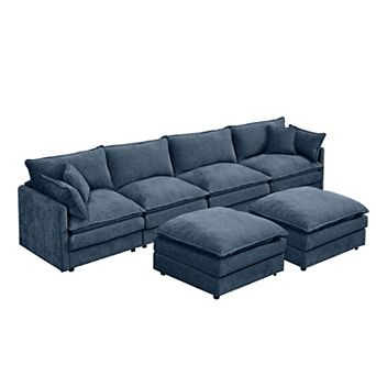 KWPZQEB 130.71" U-Shaped 4 Seat Modular Sectional Sofa for Living Room