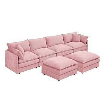 KWPZQEB 130.71" U-Shaped 4 Seat Modular Sectional Sofa for Living Room