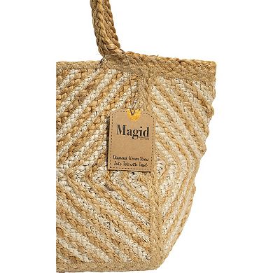 Magid Diamond Woven Natural Straw Jute Tote