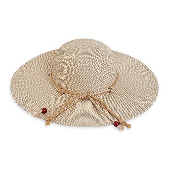 Max Studio Beaded Straw Floppy Hat