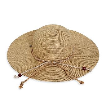 Max Studio Beaded Straw Floppy Hat