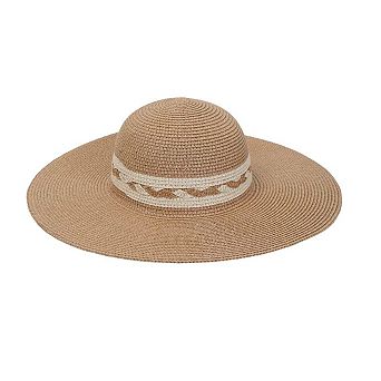 Max Studio Straw Braided Crown Floppy Sun Hat