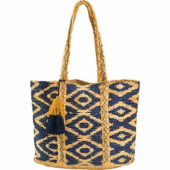Magid Chevron Print Natural Straw Jute Tote