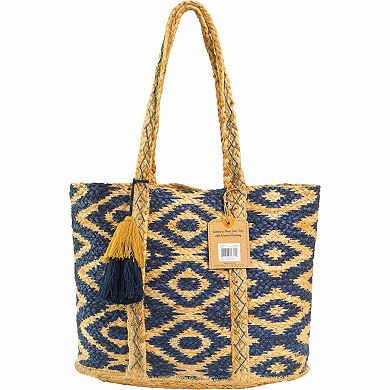 Magid Chevron Print Natural Straw Jute Tote