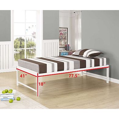 Kings Brand Furniture Twin Hi Riser Metal Platform Bed with Steel Slat ...