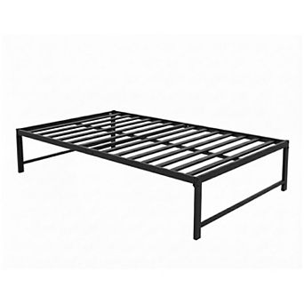 Kings Brand Furniture Twin Hi Riser Metal Platform Bed with Steel Slat Support Black