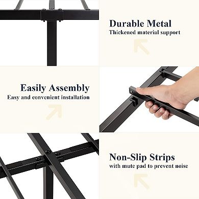 Victorian-Style Metal Platform Bed Frame with Iron Headboard and Footboard, No Box Spring Needed