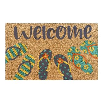 Kate Aurora Welcome Summer Flip Flops Bristled Outdoor Heavy Duty Welcome Mat
