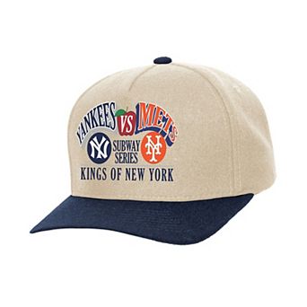 Mitchell & Ness Cream New York Yankees vs. New York Mets Subway Series Matchup Pro Pinch Snapback