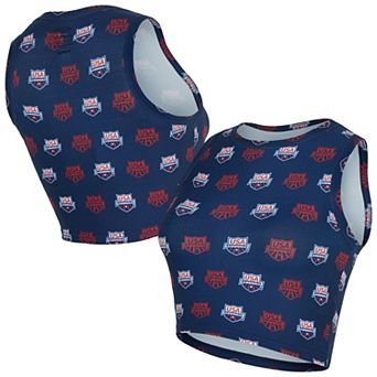 Women's��Concepts Sport Navy USA Swimming Record All Over Print Cropped Tank Top
