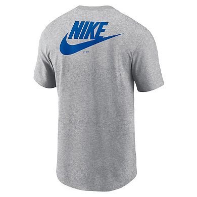 Men's Nike Heather Gray Brooklyn Dodgers Cooperstown Collection Large Logo 2-Hit T-Shirt