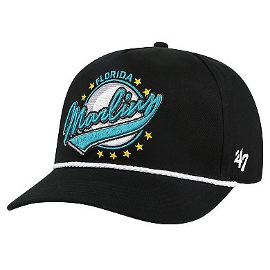 Men's '47 Black Florida Marlins Cooperstown Collection Wax Pack Premier Hitch Adjustable Hat