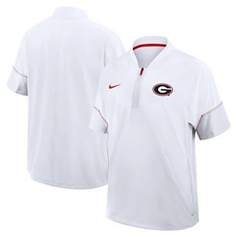 Men's Nike White Georgia Bulldogs 2026 Sideline Short Sleeve Quarter-Zip Coach Jacket
