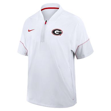 Men's Nike White Georgia Bulldogs 2026 Sideline Short Sleeve Quarter-Zip Coach Jacket