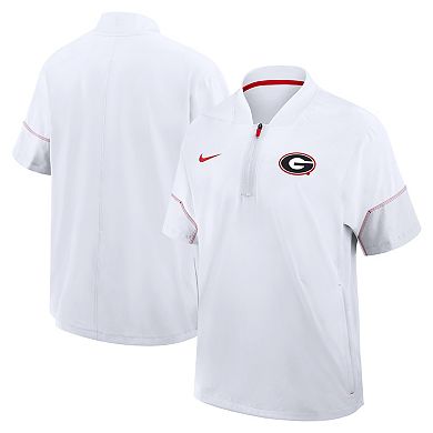 Men's Nike White Georgia Bulldogs 2026 Sideline Short Sleeve Quarter-Zip Coach Jacket