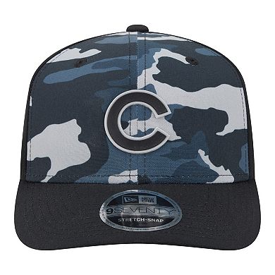Men's New Era Black Chicago Cubs Tonal Camo 9SEVENTY Stretch-Snap Hat
