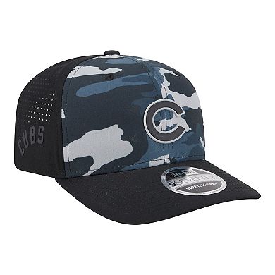 Men's New Era Black Chicago Cubs Tonal Camo 9SEVENTY Stretch-Snap Hat