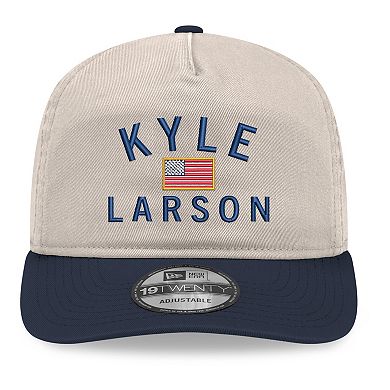 Men's New Era Khaki/Navy Kyle Larson Flag 19TWENTY Adjustable Hat