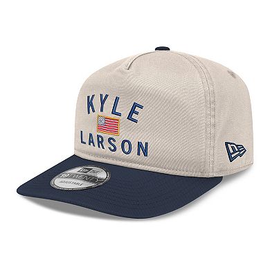 Men's New Era Khaki/Navy Kyle Larson Flag 19TWENTY Adjustable Hat