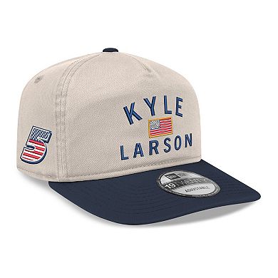 Men's New Era Khaki/Navy Kyle Larson Flag 19TWENTY Adjustable Hat