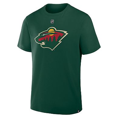 Men's Fanatics Quinn Hughes Green Minnesota Wild Authentic Stack Name & Number T-Shirt