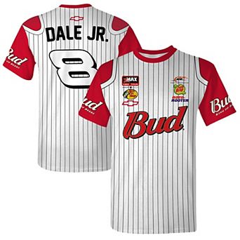 Men's JR Motorsports Official Team Apparel White Dale Earnhardt Jr. Budweiser Baseball Uniform T-Shirt
