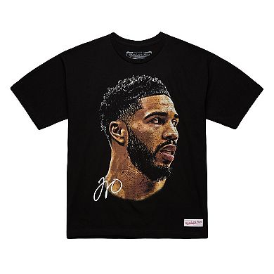 Unisex Mitchell & Ness Jayson Tatum Black NBA Real Big Face Player T-Shirt