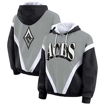Women's WEAR by Erin Andrews Black/Gray Las Vegas Aces Colorblock Full-Zip Hoodie Windbreaker Jacket