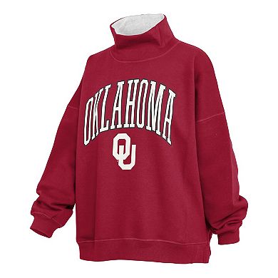 Women's Pressbox Crimson Oklahoma Sooners Oversized Mock Neck Sweatshirt