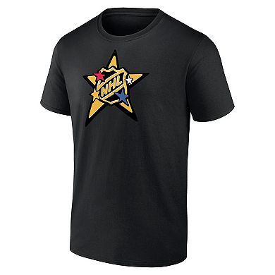 Men's Fanatics Jack Hughes Black 2024 NHL All-Star Game Authentic Stack Name & Number T-Shirt